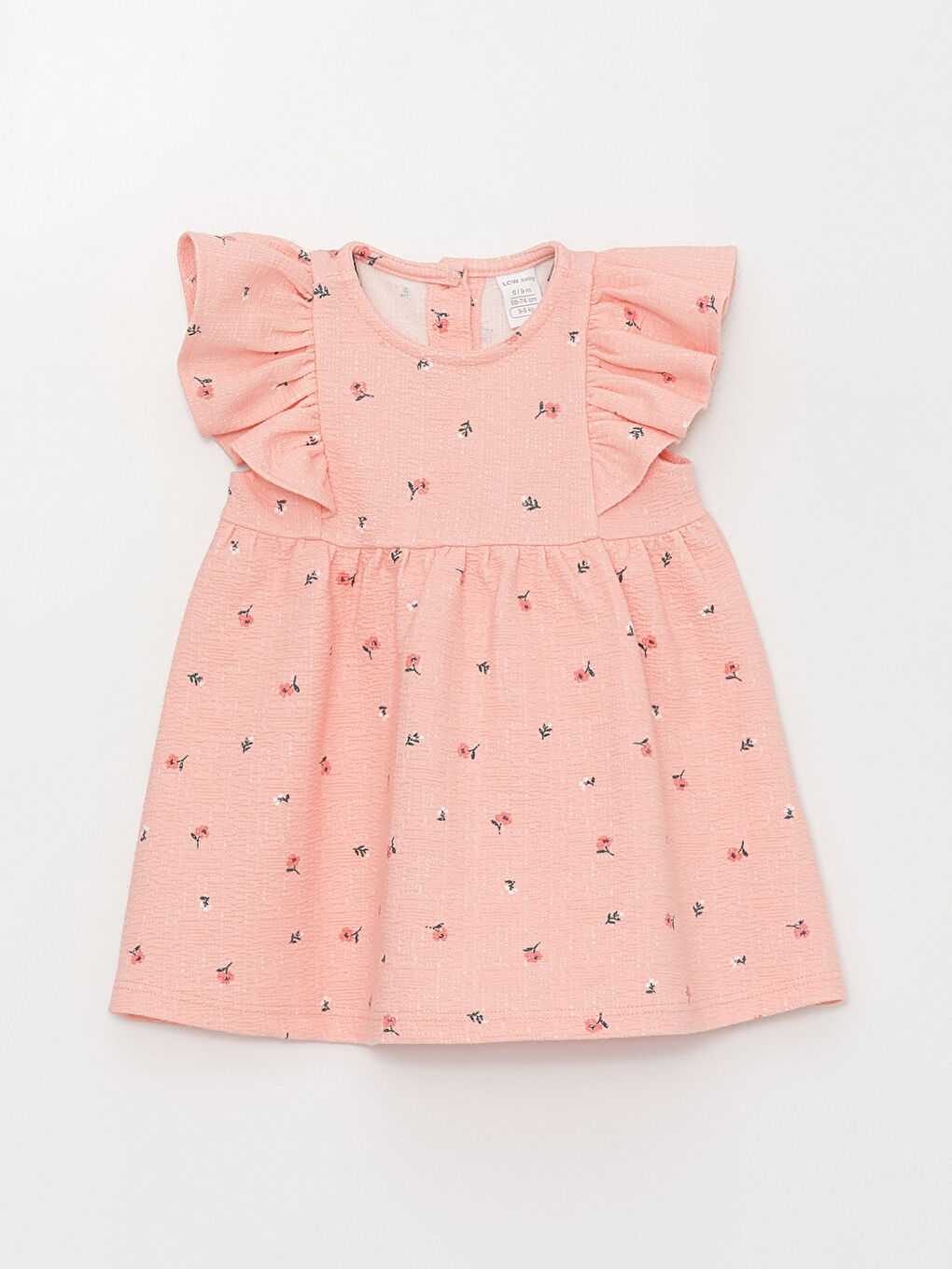 მრგვალი საყელო ნიმუშიანი ახალშობილი გოგონებისთვის კაბა