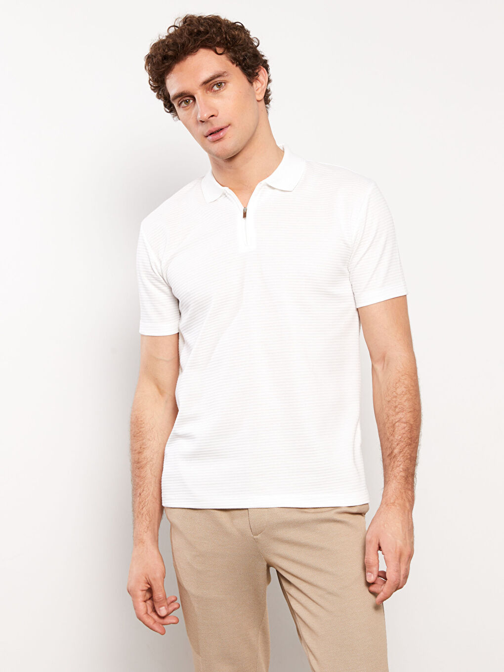 Polo Neck Short Sleeve Men's T-Shirt-2