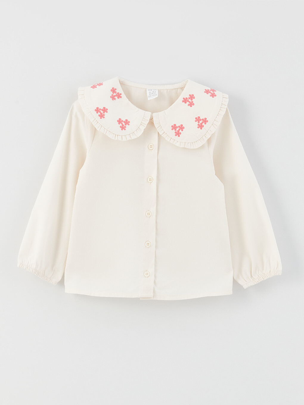 Bebe Collar Long Sleeve Embroidery Detailed Baby Girl Shirt