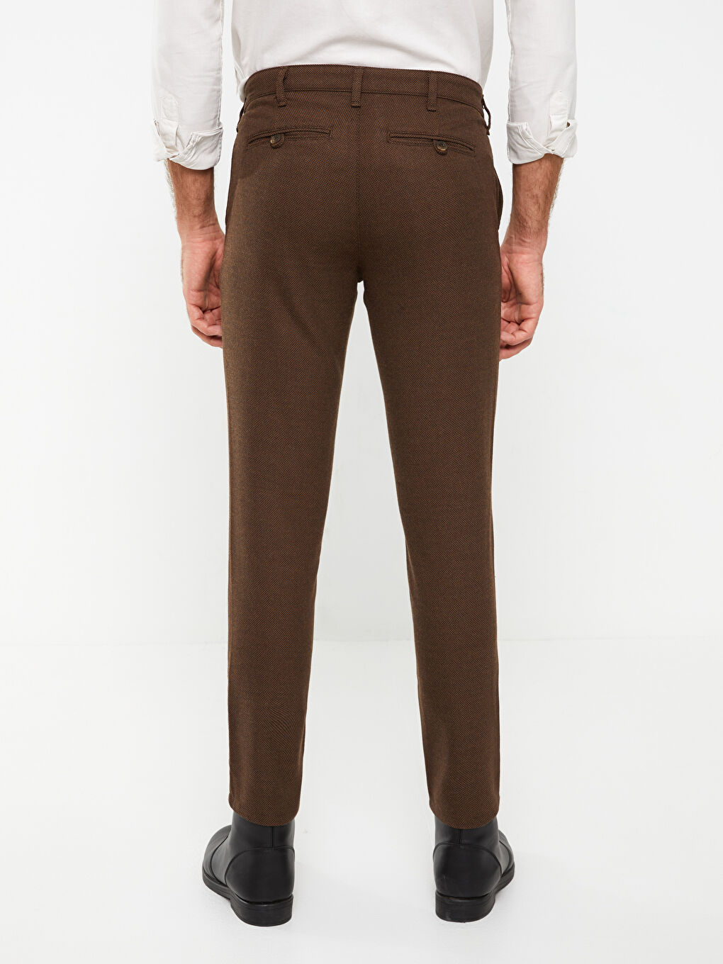 Kahverengi Slim Fit Dokulu Erkek Pantolon-4