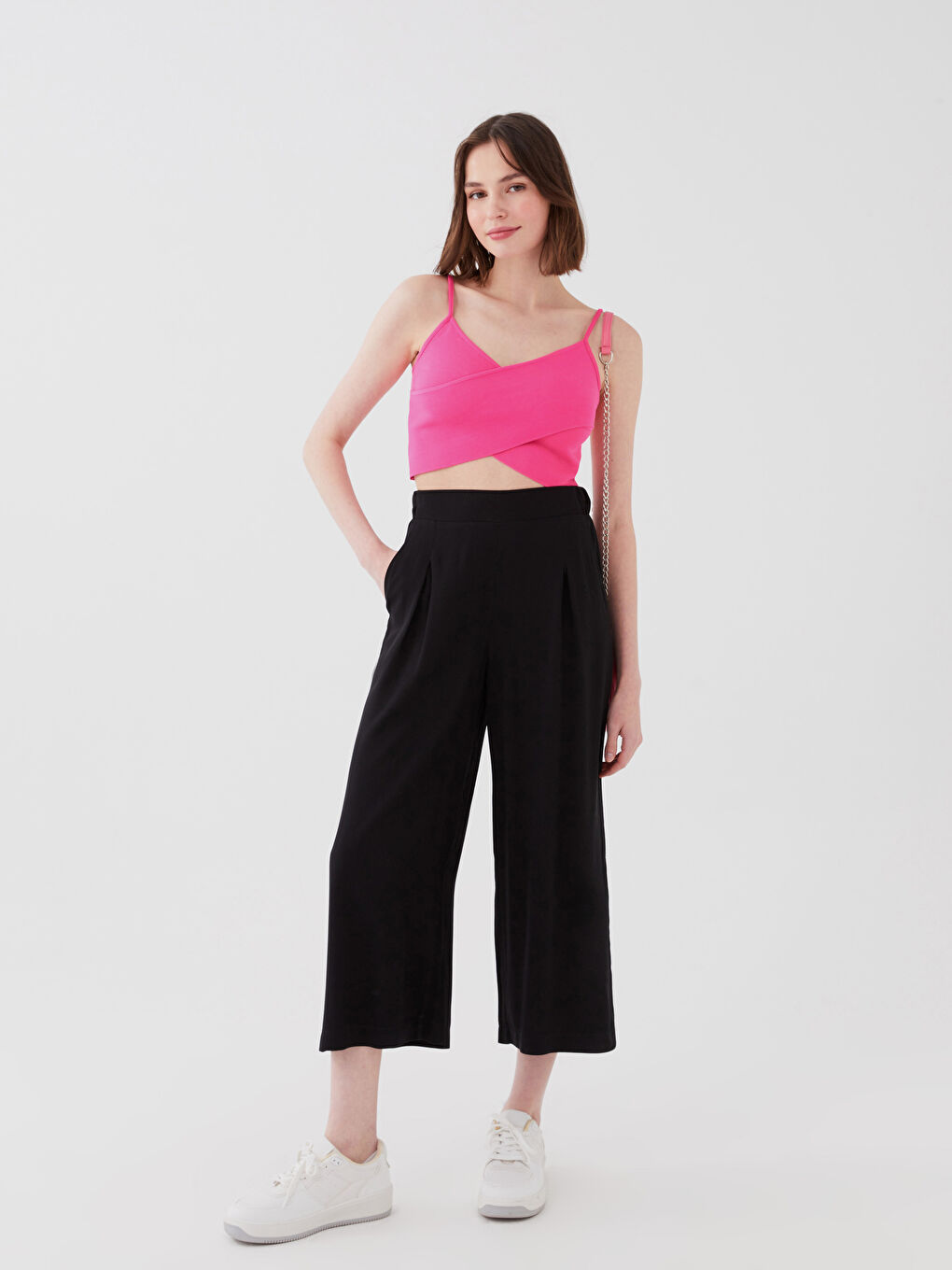 Women's Slim Fit Plain Trousers-1