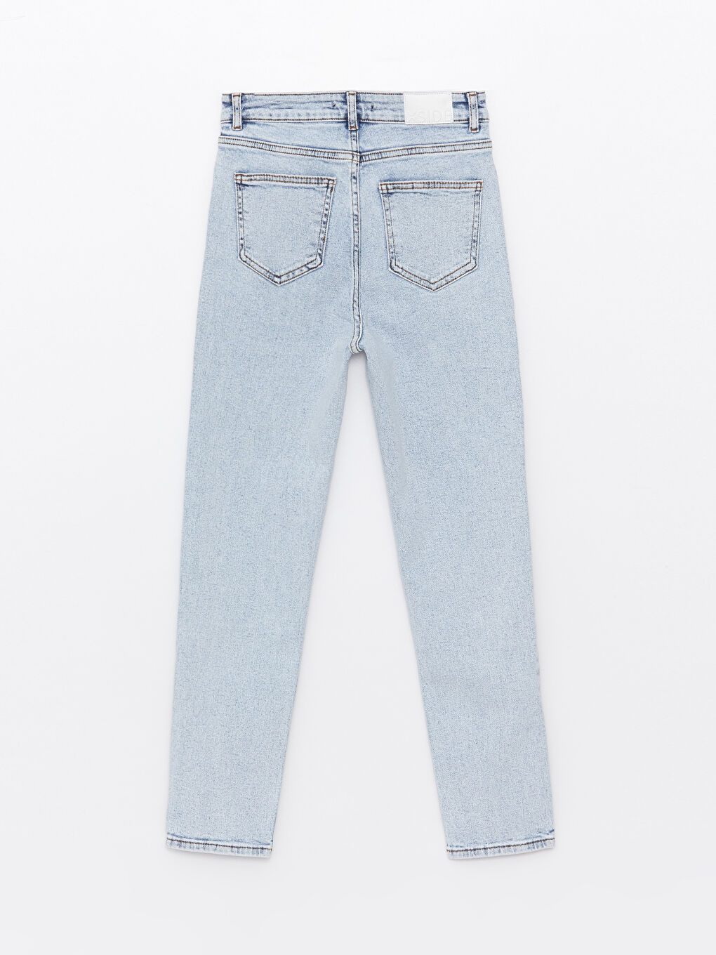 Mavi Yüksek Bel Slim Mom Kadın Jean Pantolon-6