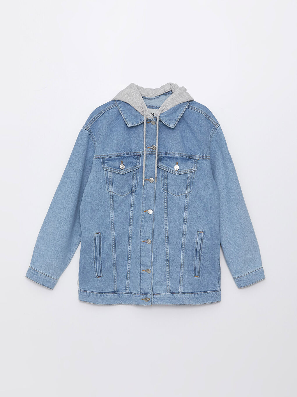 Veste en Jean à Capuche Régulière à Manches Longues pour Femmes-6