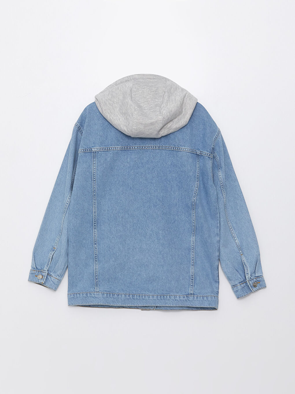 Veste en Jean à Capuche Régulière à Manches Longues pour Femmes-7