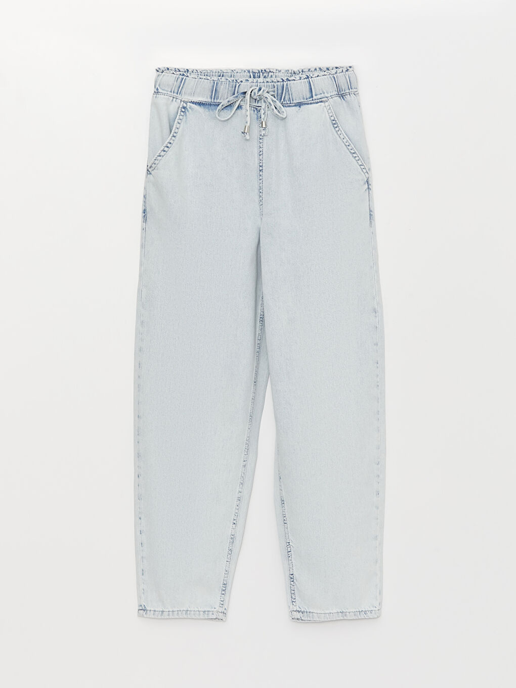 Women's Elastic Waist Slouchy Straight Jeans-5