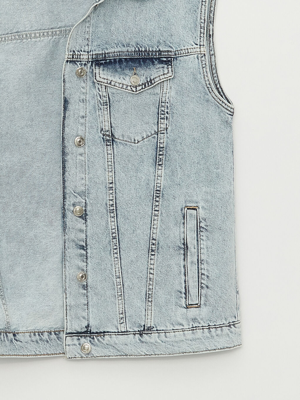 Vestă din denim cu guler pentru femei-7