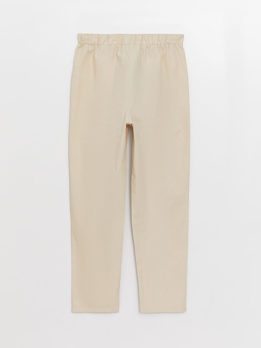 Bej Havuç Kesim Düz Keten Kadın Pantolon-6