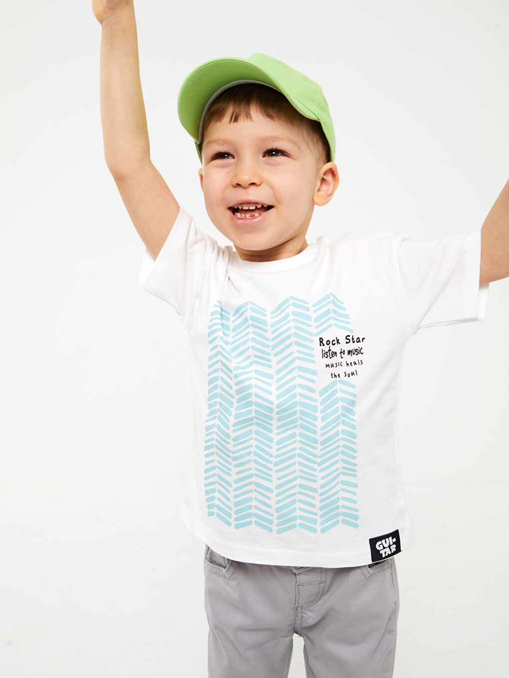 Crew Neck Short Sleeve Printed Baby Boys' T-Shirt