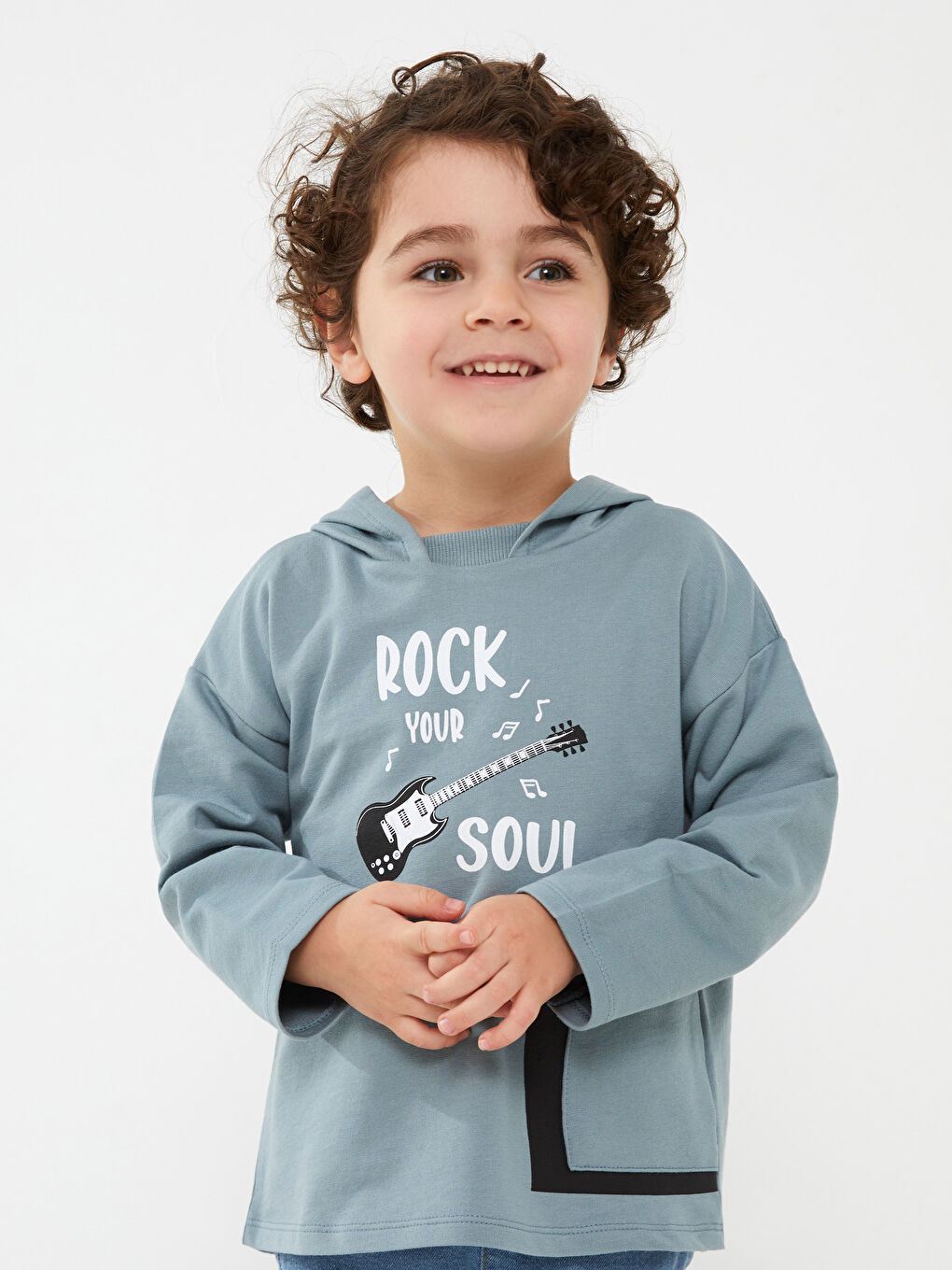 LCW baby Mavi Uzun Kollu Baskılı Erkek Bebek Hoodie - 1