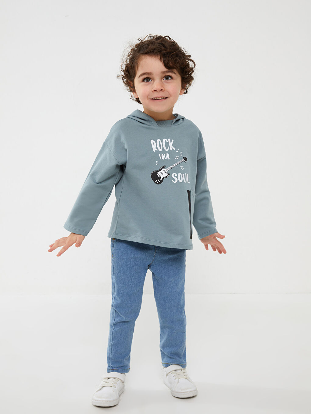 LCW baby Mavi Uzun Kollu Baskılı Erkek Bebek Hoodie - 2