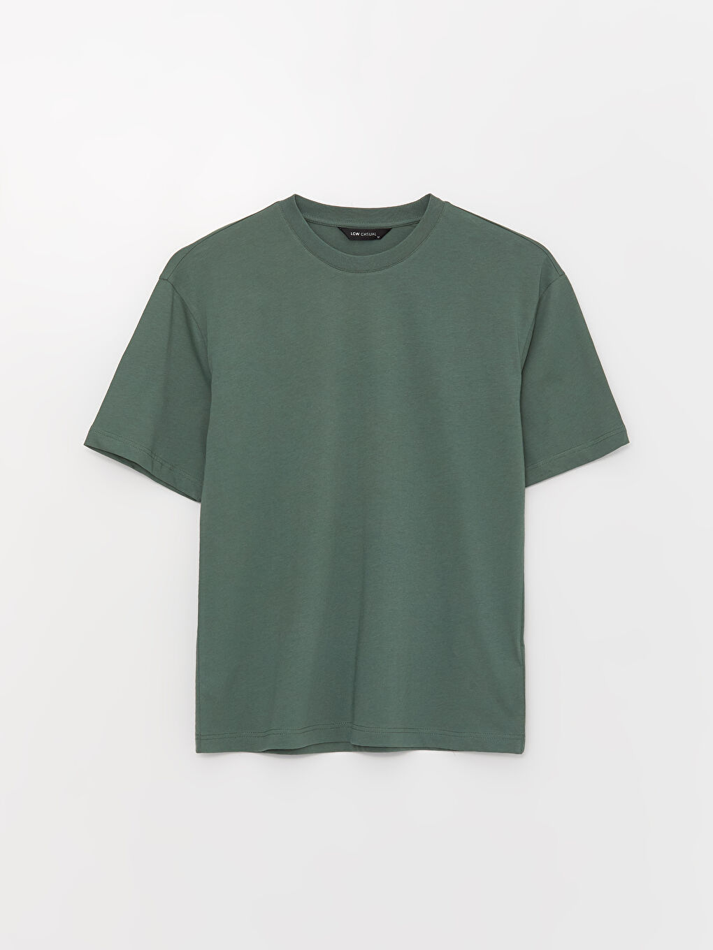 Yeşil Bisiklet Yaka Penye Erkek Tişört-5