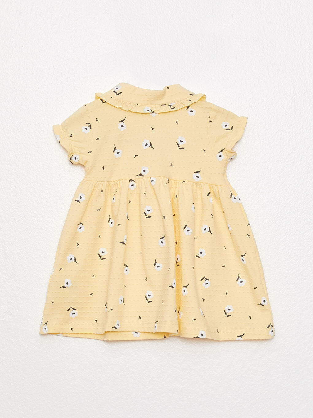 فستان بنت رضيع بياقة بيتر بان كم قصير مطبوع-1