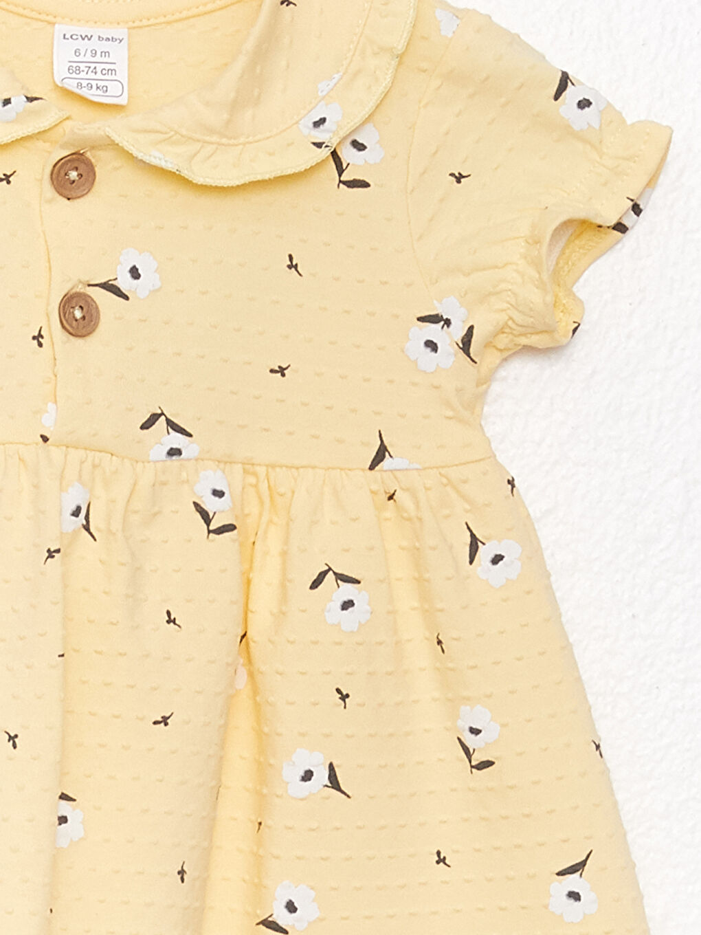 فستان بنت رضيع بياقة بيتر بان كم قصير مطبوع-2