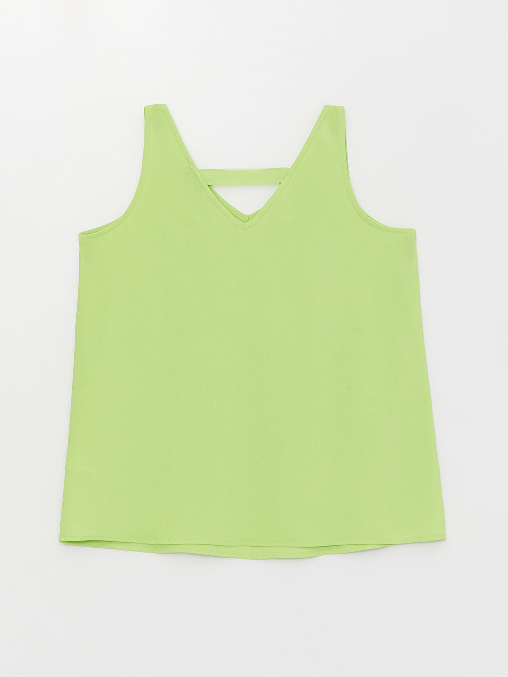 Yeşil Kadın V Yaka Düz Bluz-6