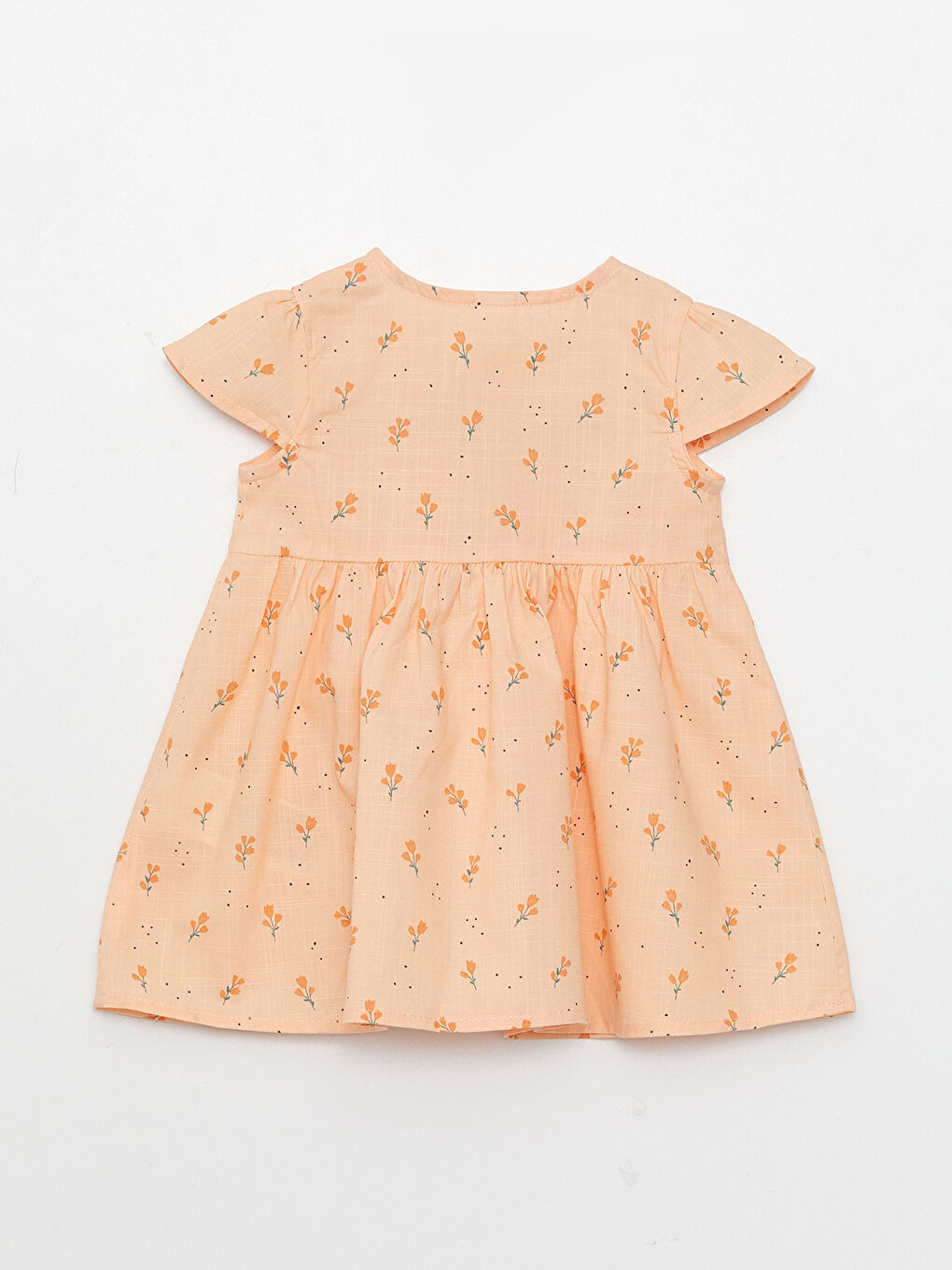 Pembe Bisiklet Yaka Baskılı Kız Bebek Elbise-1