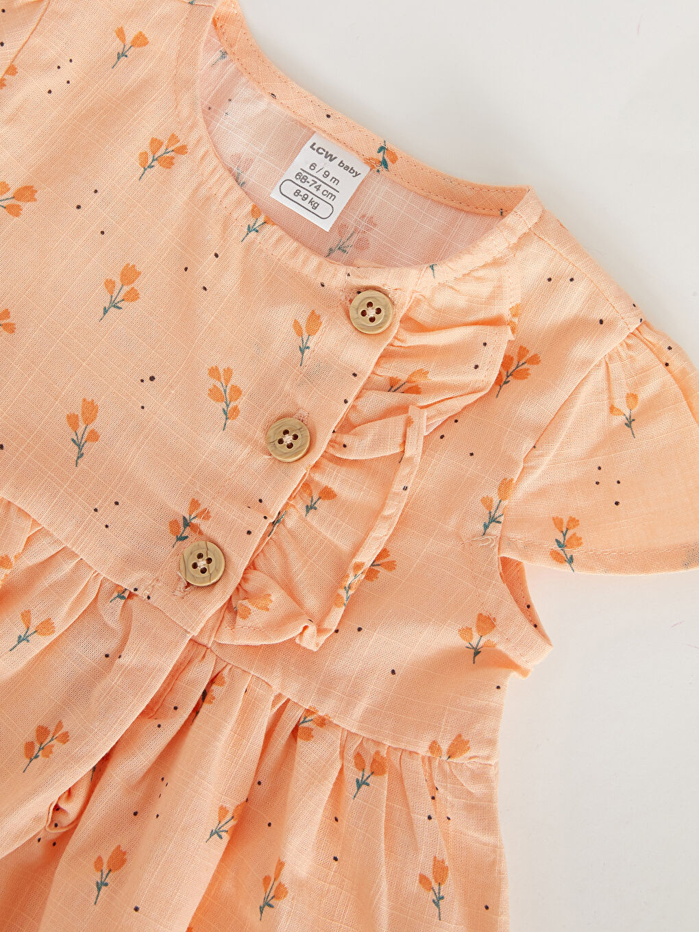 Pembe Bisiklet Yaka Baskılı Kız Bebek Elbise-2