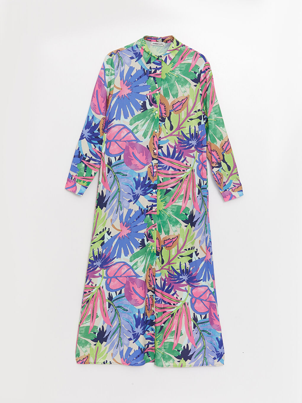 Patterned Long Sleeve Women's Shirt Dress -S3BU97Z8-F9C