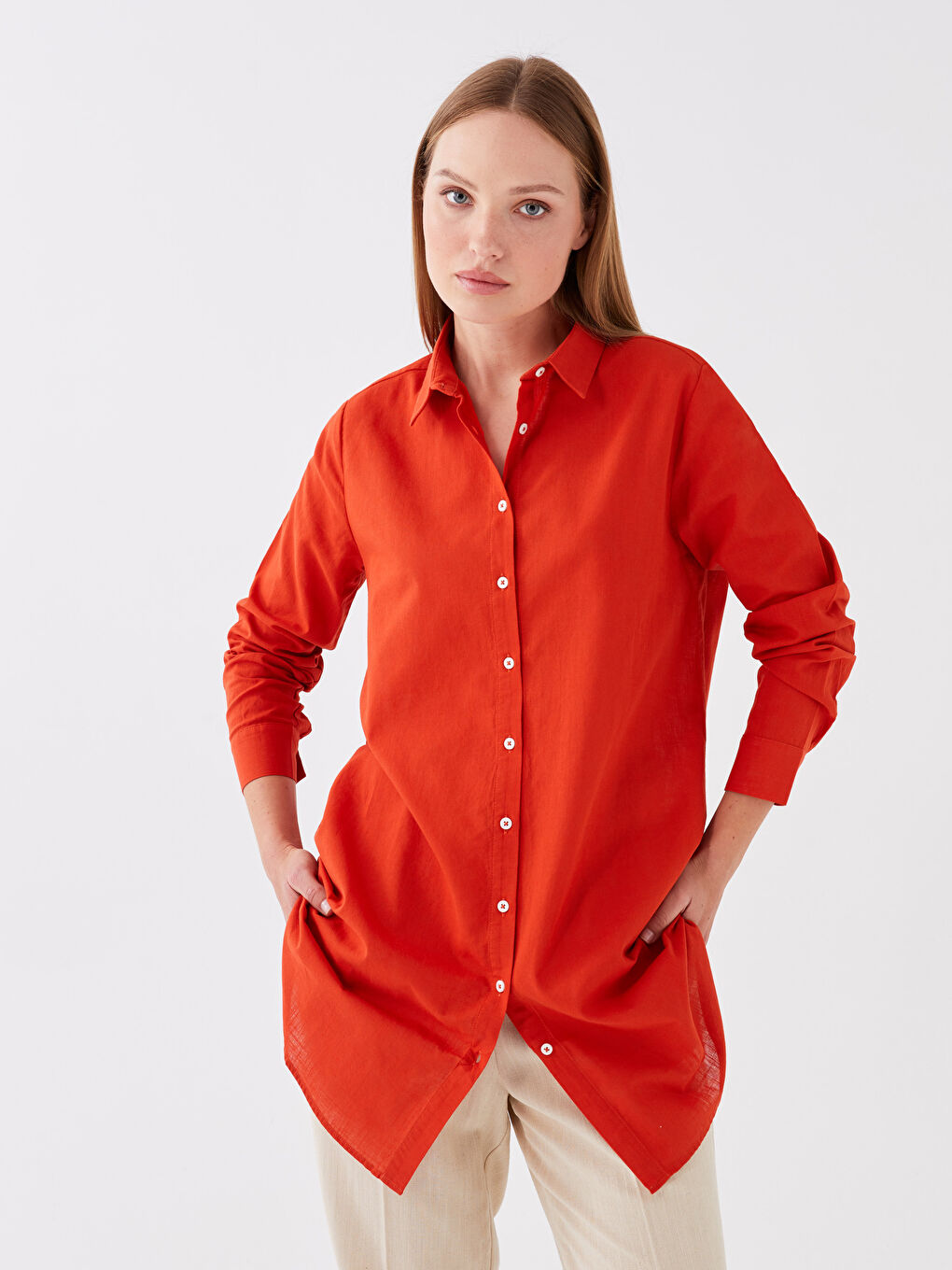 LCWAIKIKI Classic Plain Long Sleeve Women's Shirt Tunic