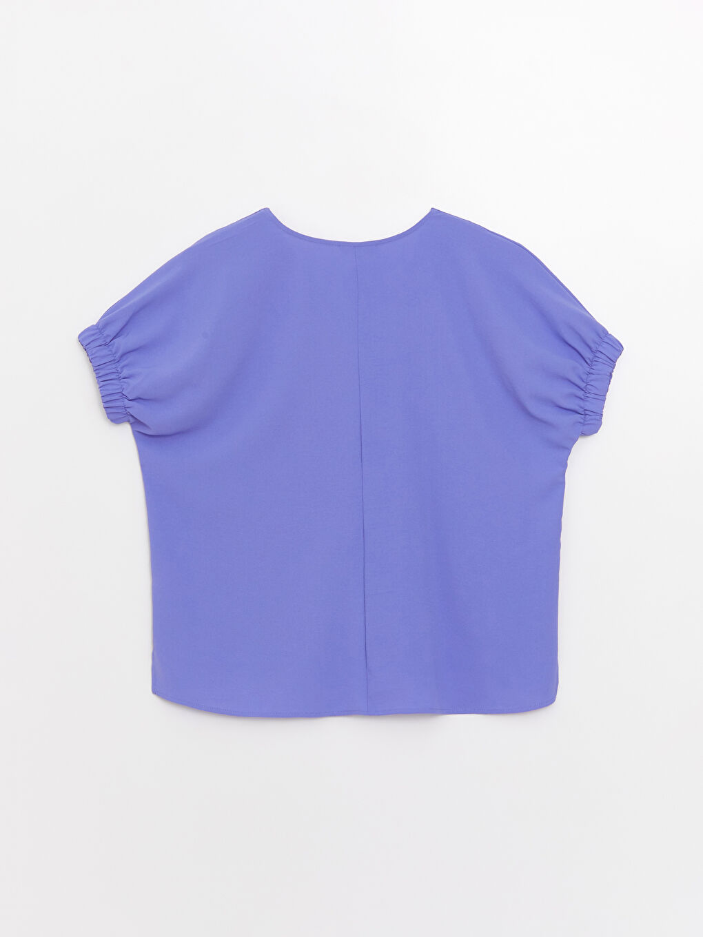 Notch Neck Plain Short Sleeve Women's Blouse-6