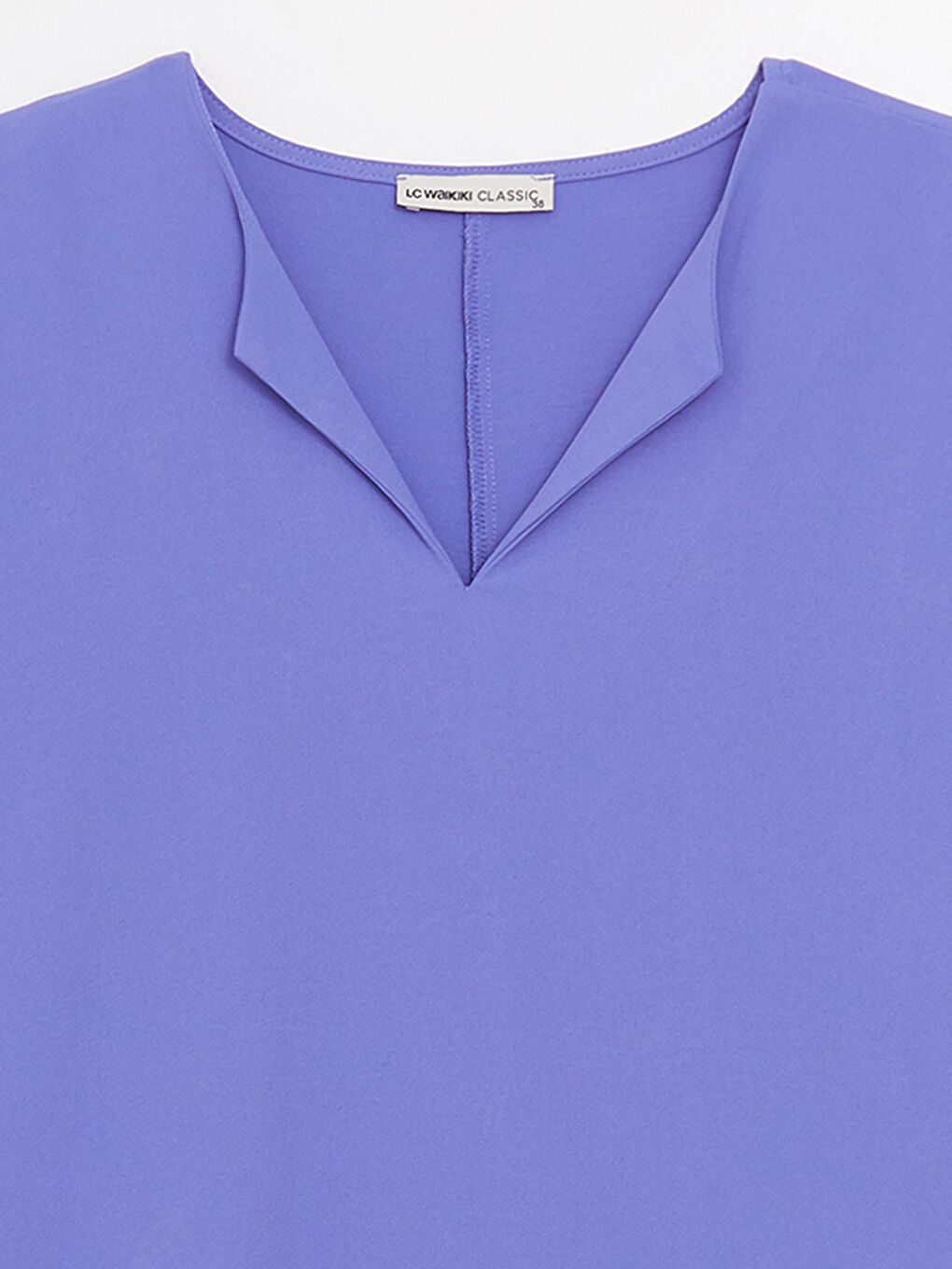 Notch Neck Plain Short Sleeve Women's Blouse-7