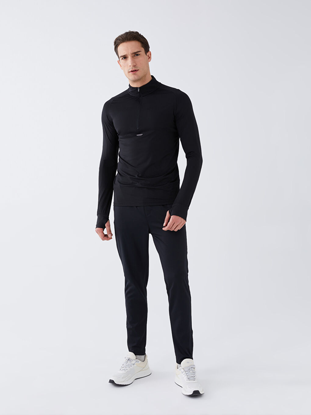 T-shirt de sport à manches longues et col cheminée pour hommes-2