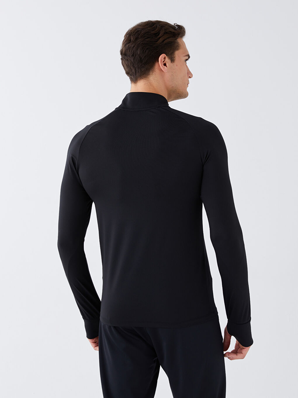 T-shirt de sport à manches longues et col cheminée pour hommes-4