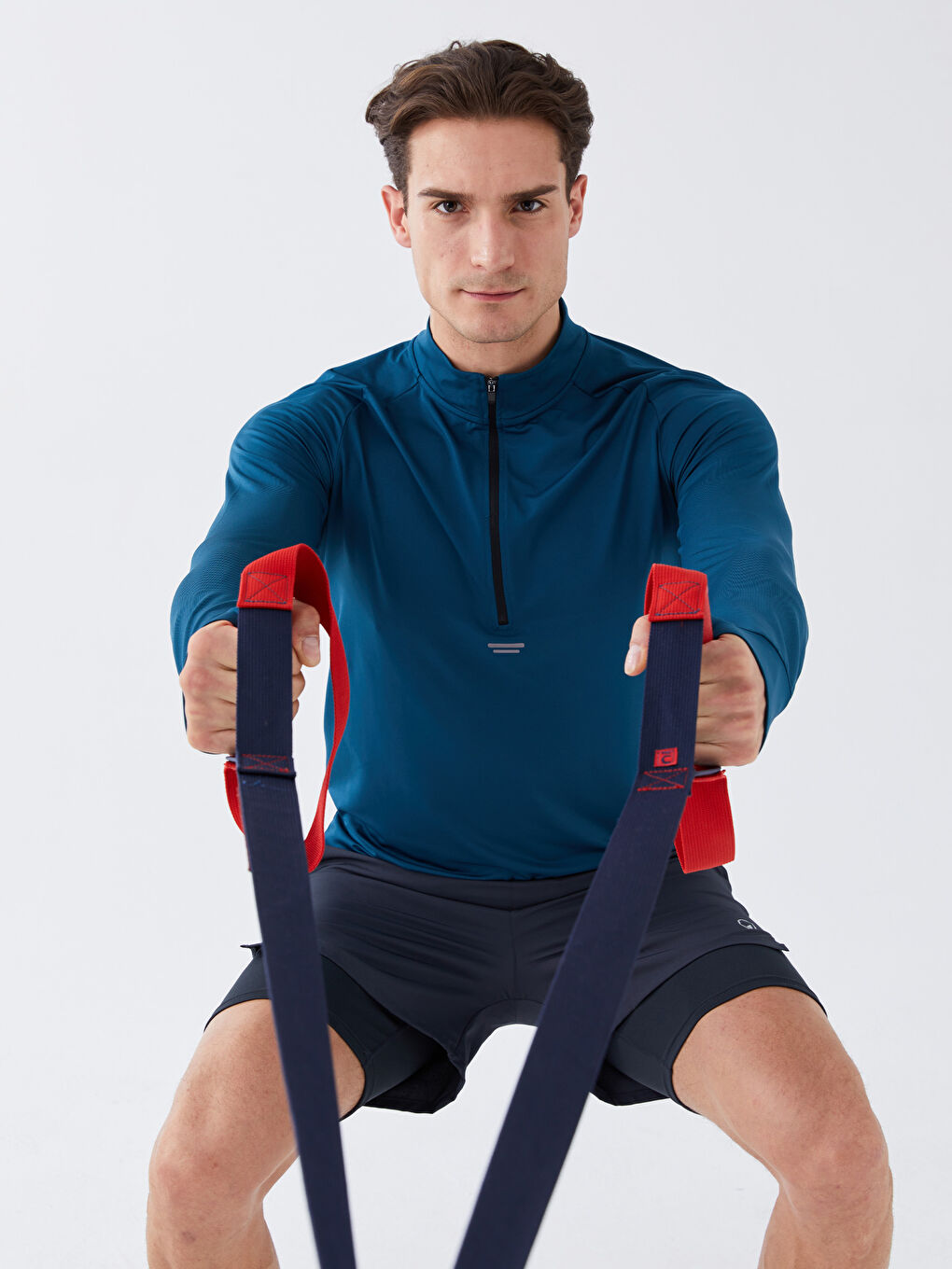 Petrol Dik Yaka Uzun Kollu Erkek Spor Tişört