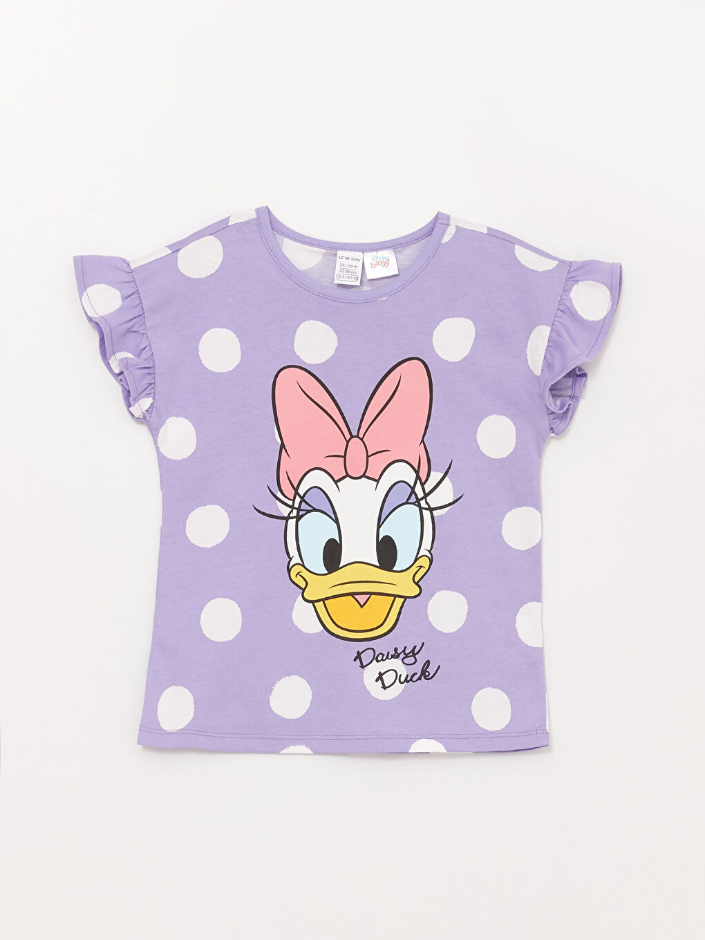 Crew Neck Long Sleeve Daisy Duck Printed Baby Girls' Pyjama Set-1