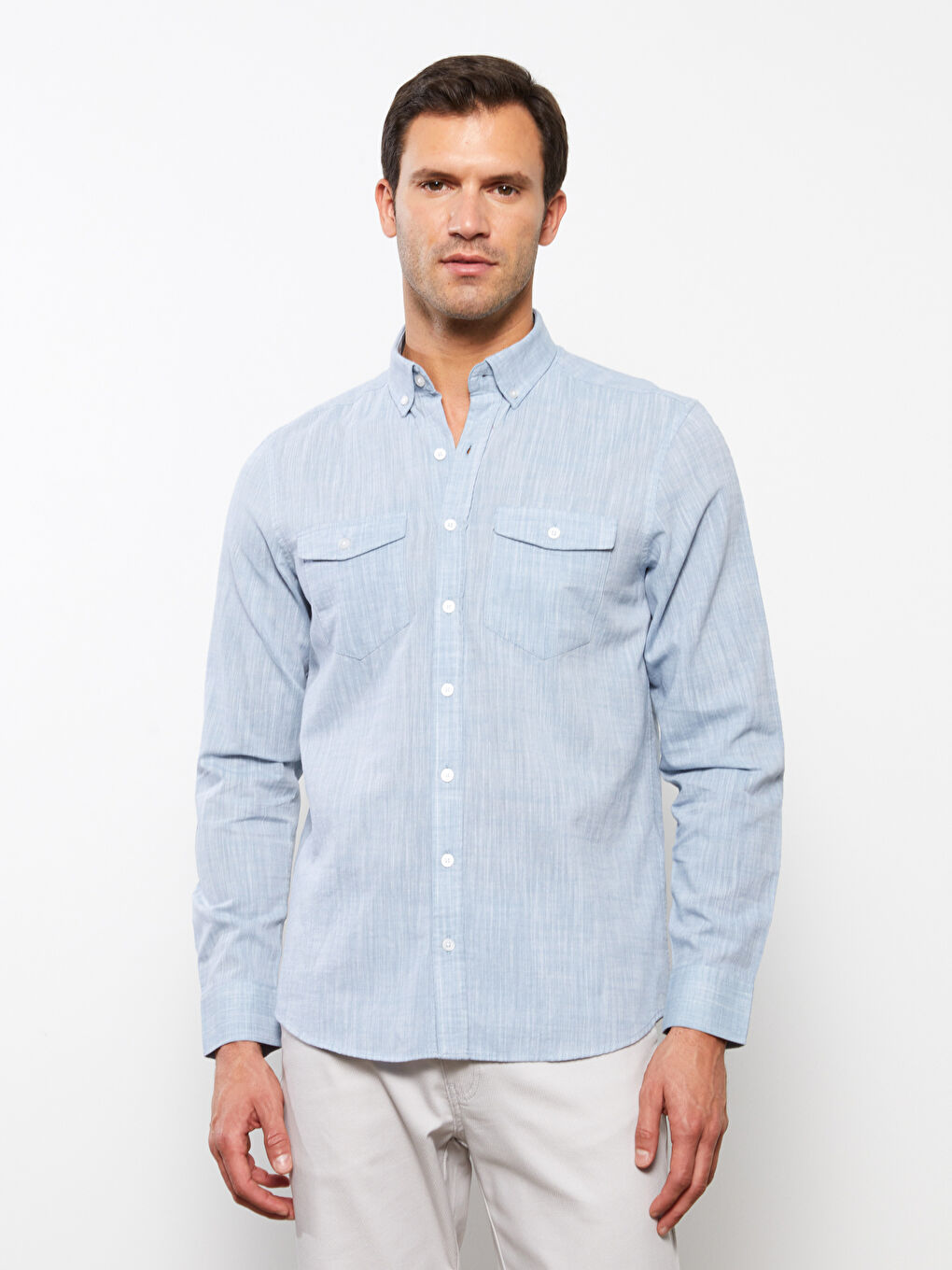 Regular Fit Long Sleeve Poplin Men's Shirt