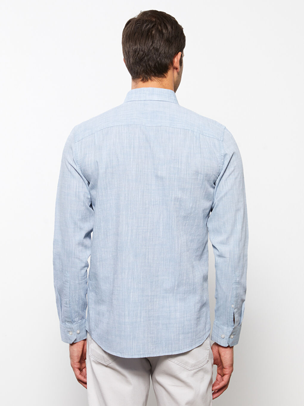 Regular Fit Long Sleeve Poplin Men's Shirt-4