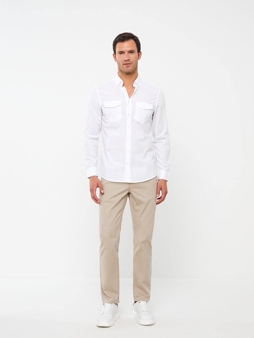 Cămașă pentru Bărbați cu Mânecă Lungă Regular Fit din Poplin-1