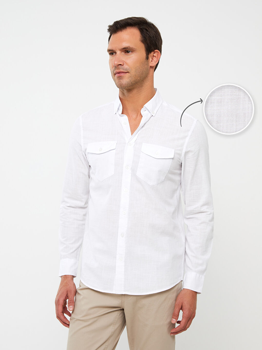 Cămașă pentru Bărbați cu Mânecă Lungă Regular Fit din Poplin