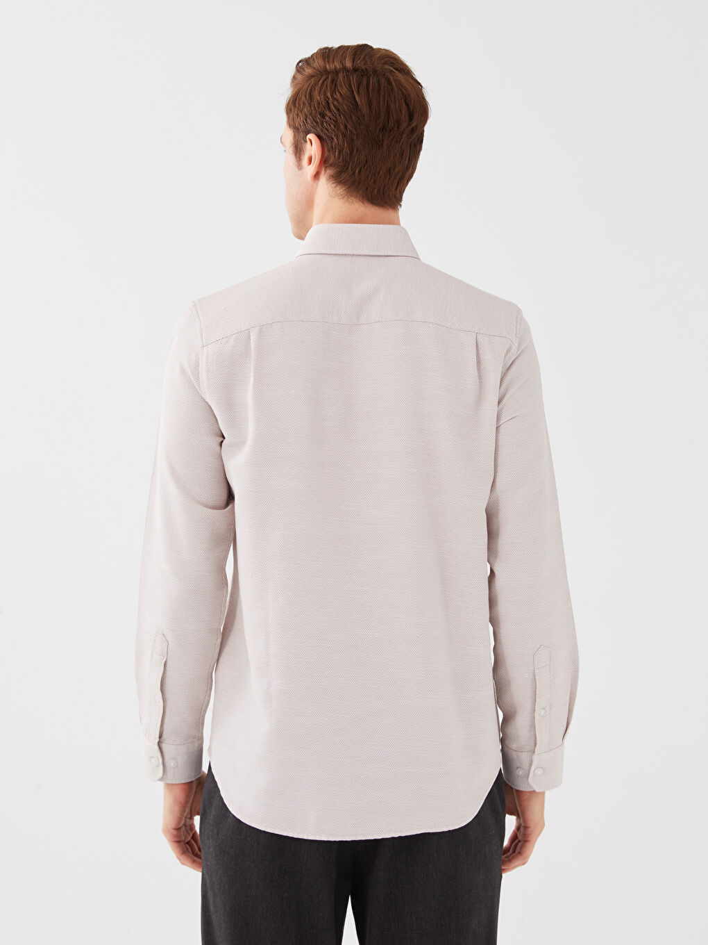 Regular Fit Long Sleeve Dobby Fabric Men's Shirt-4