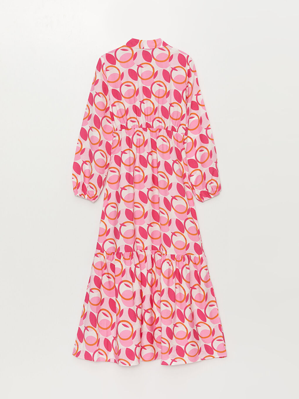 فستان قميص كم طويل منقوش للسيدات-6