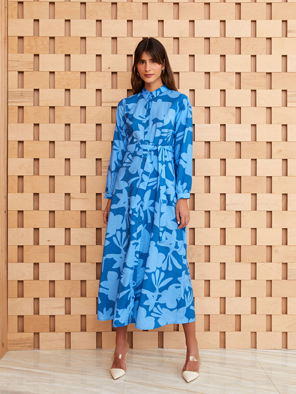 Floral Long Sleeve Women's Shirt Dress -S3BV23Z8-LQQ