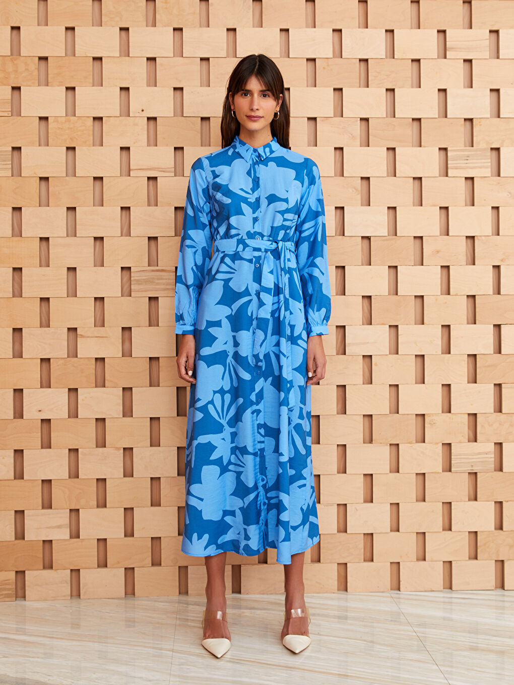 Floral Long Sleeve Women's Shirt Dress -S3BV23Z8-LQQ