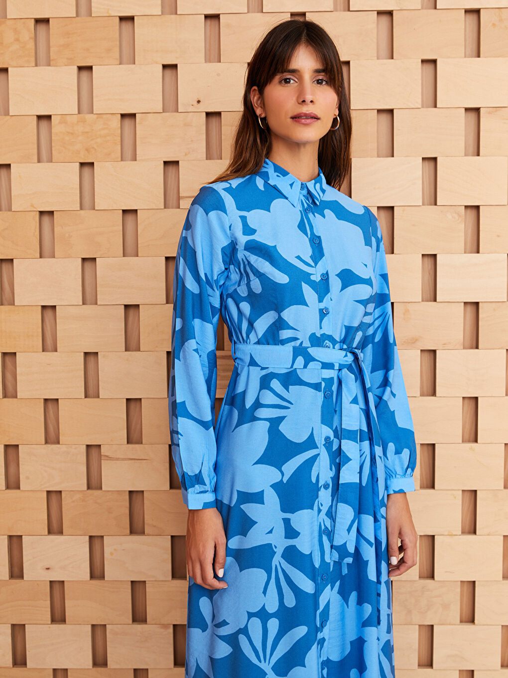 Floral Long Sleeve Women's Shirt Dress -S3BV23Z8-LQQ
