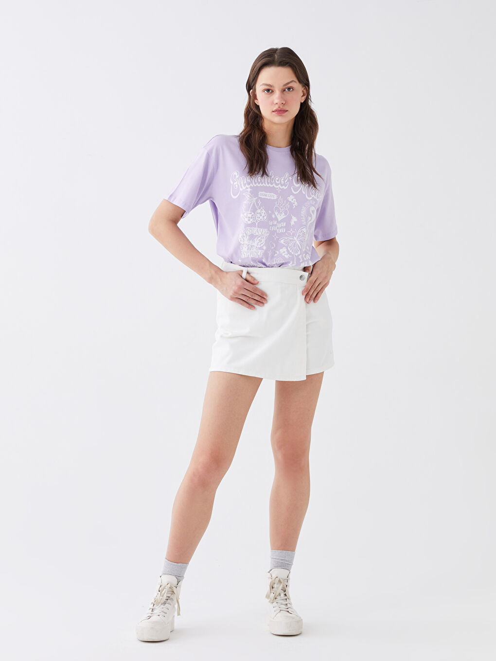 Normal Waist Slim Fit Women Jean Short Skirt -S3BV40Z8-KE8