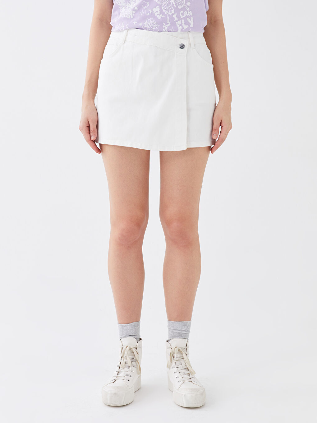 Normal Waist Slim Fit Women Jean Short Skirt -S3BV40Z8-KE8