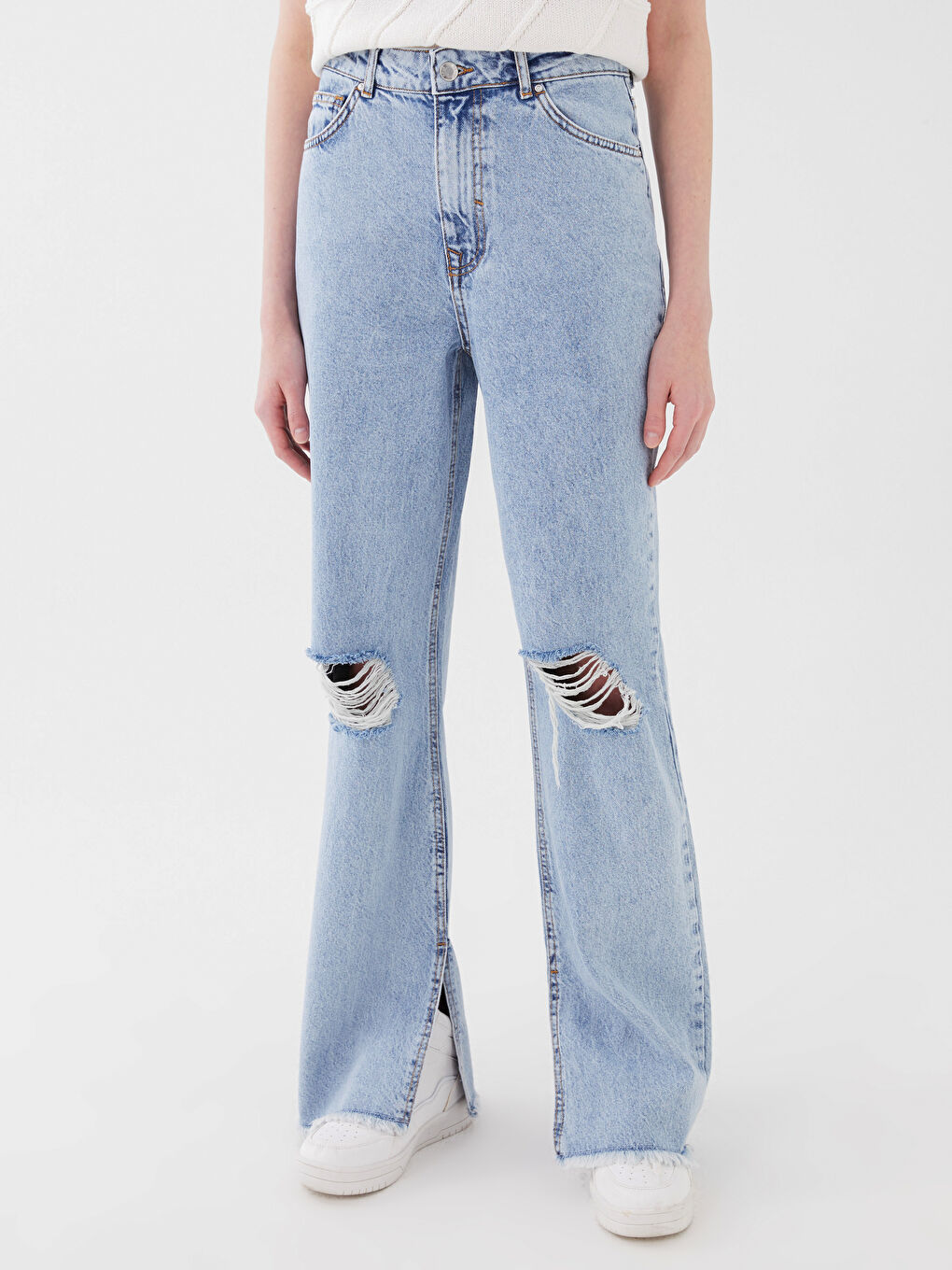 XSIDE Straight Fit Ripped Detail Women's Jeans -S3BV44Z8-S1D