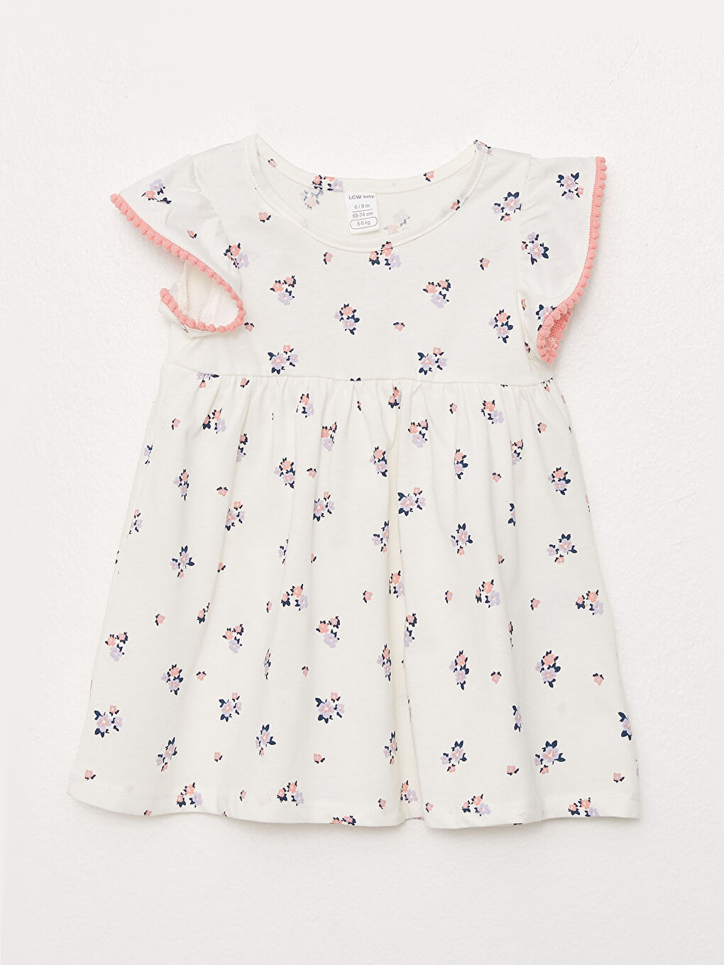 فستان ياقة دائرية للبنات الرضع - مجموعة من قطعتين-1