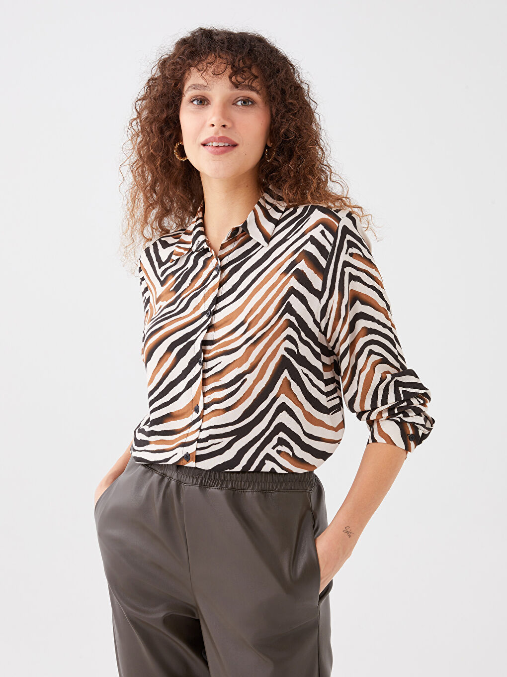 Patterned Long Sleeve Women's Shirt -S3BV72Z8-LQB