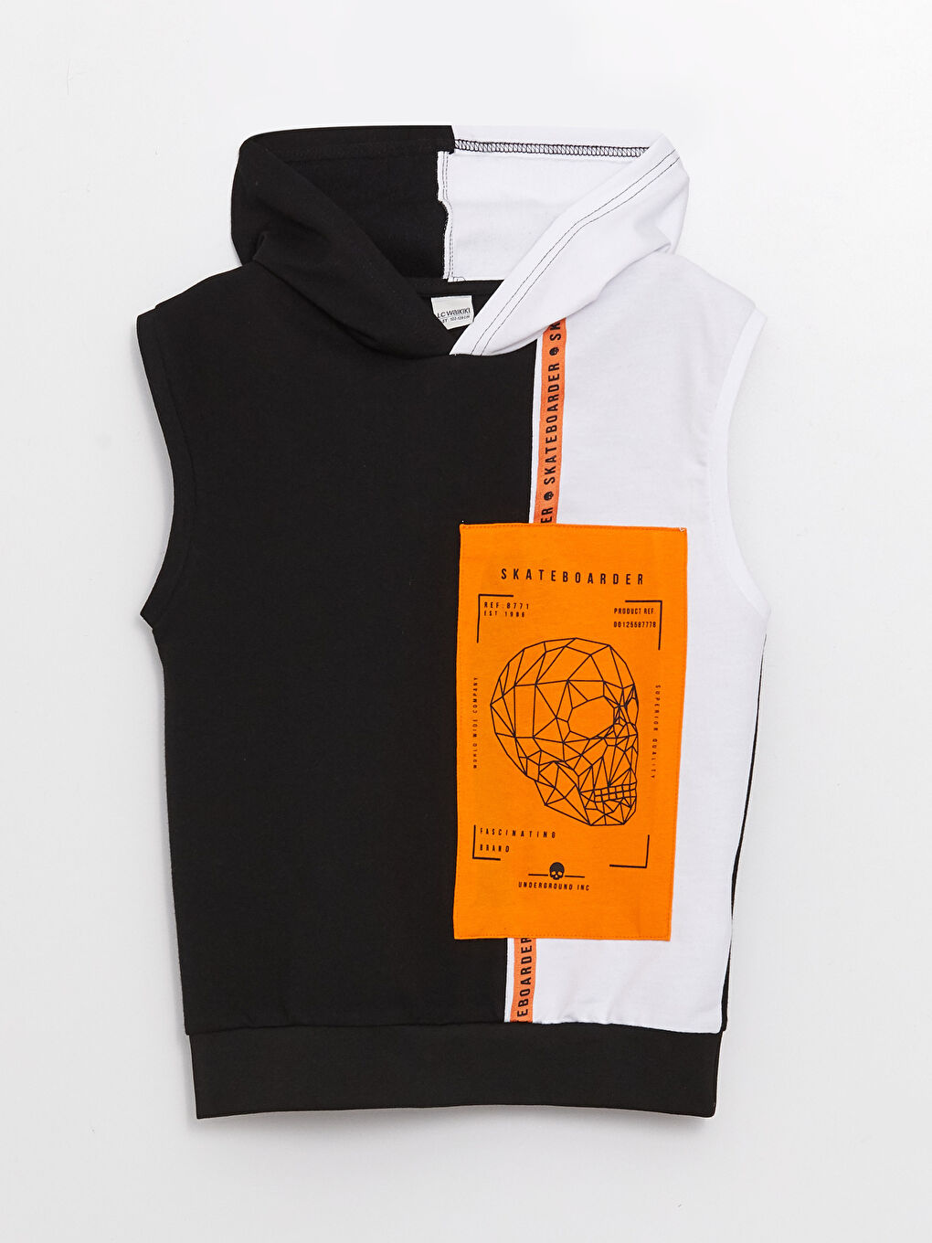 Siyah Kapüşonlu Baskılı Erkek Çocuk Atlet