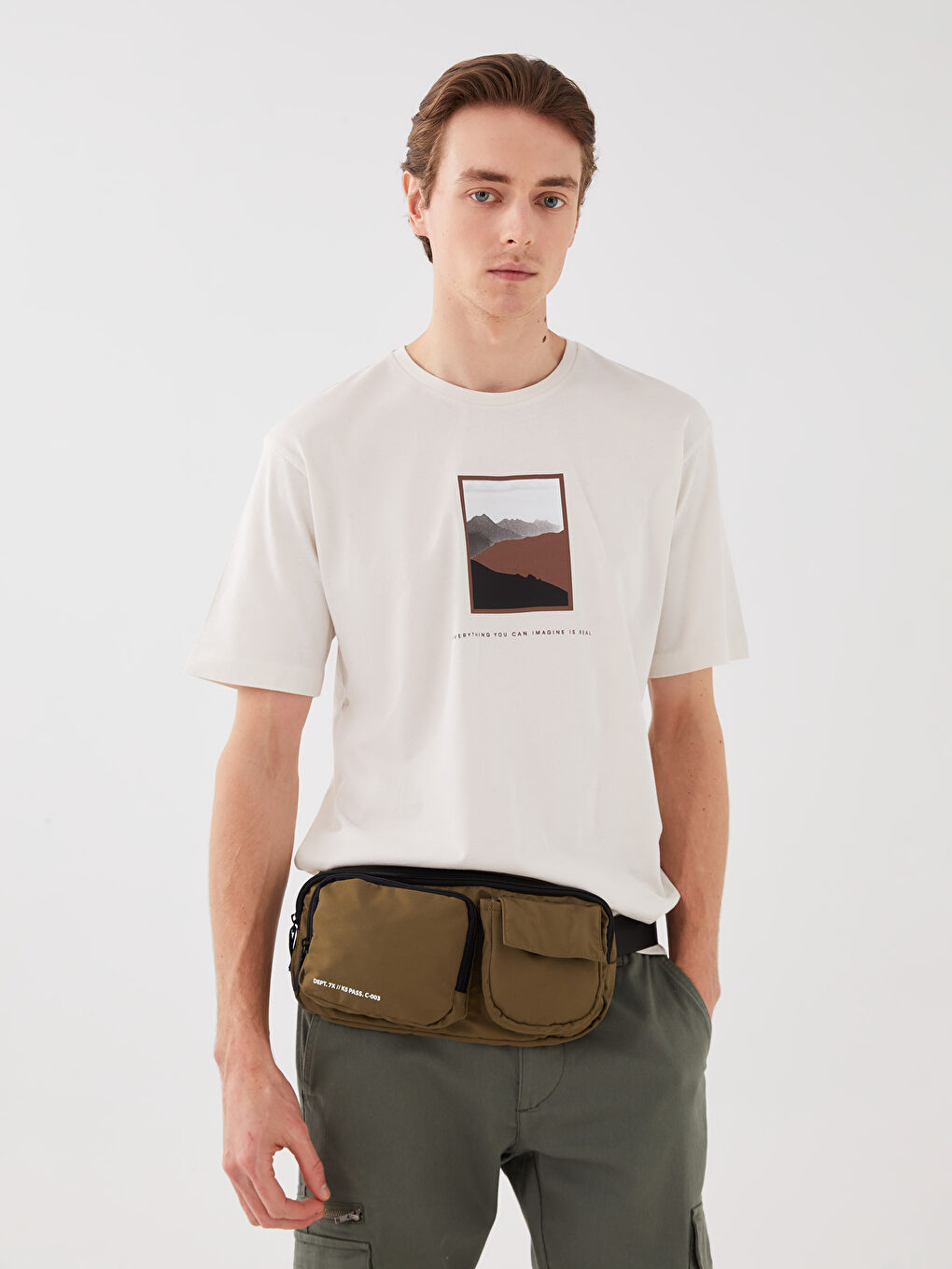 ерлерге арналған әріп принтті көп көзді белге тағылатын сөмке