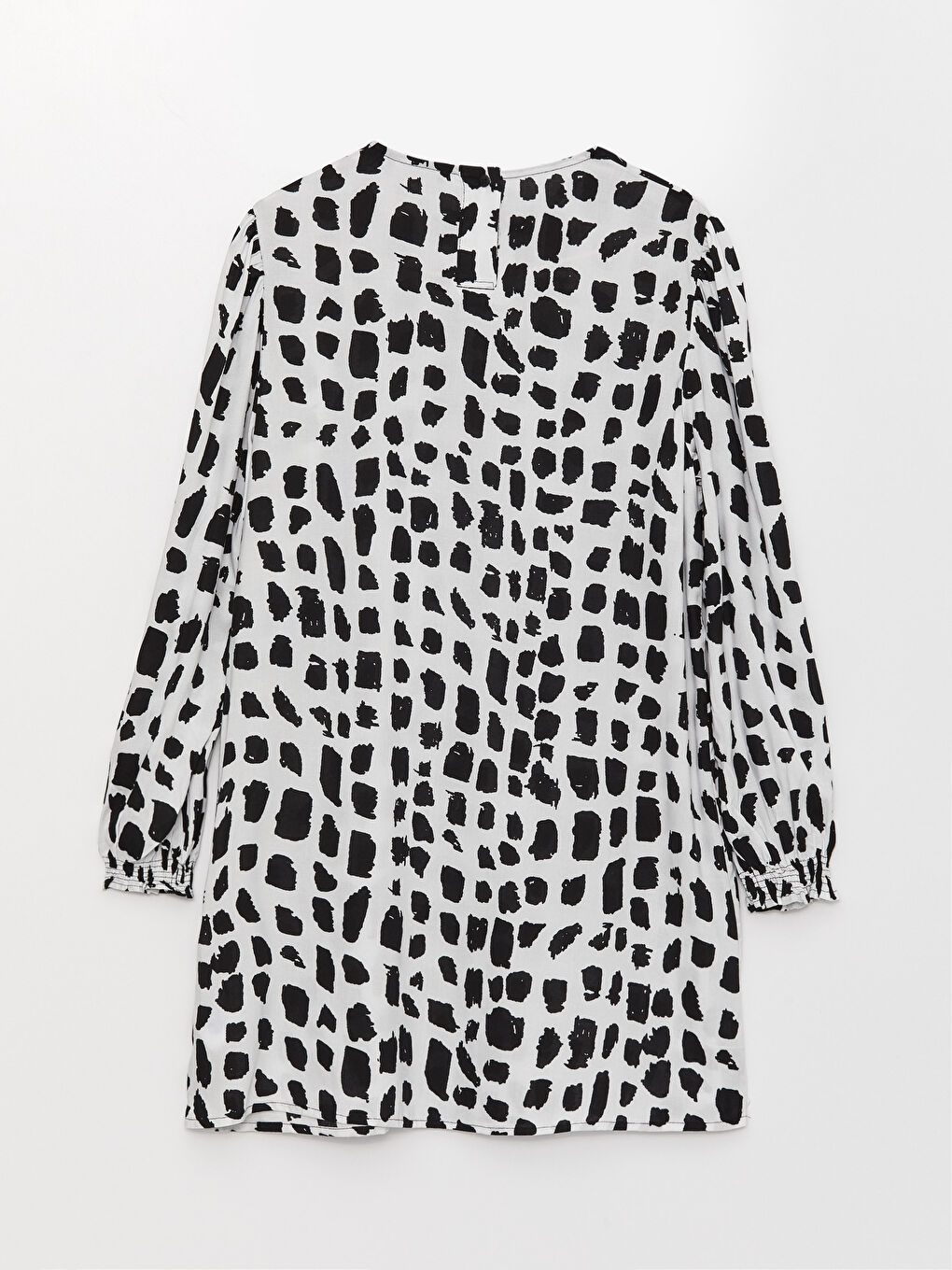 Siyah Bisiklet Yaka Desenli Uzun Kollu Kadın Tunik-6