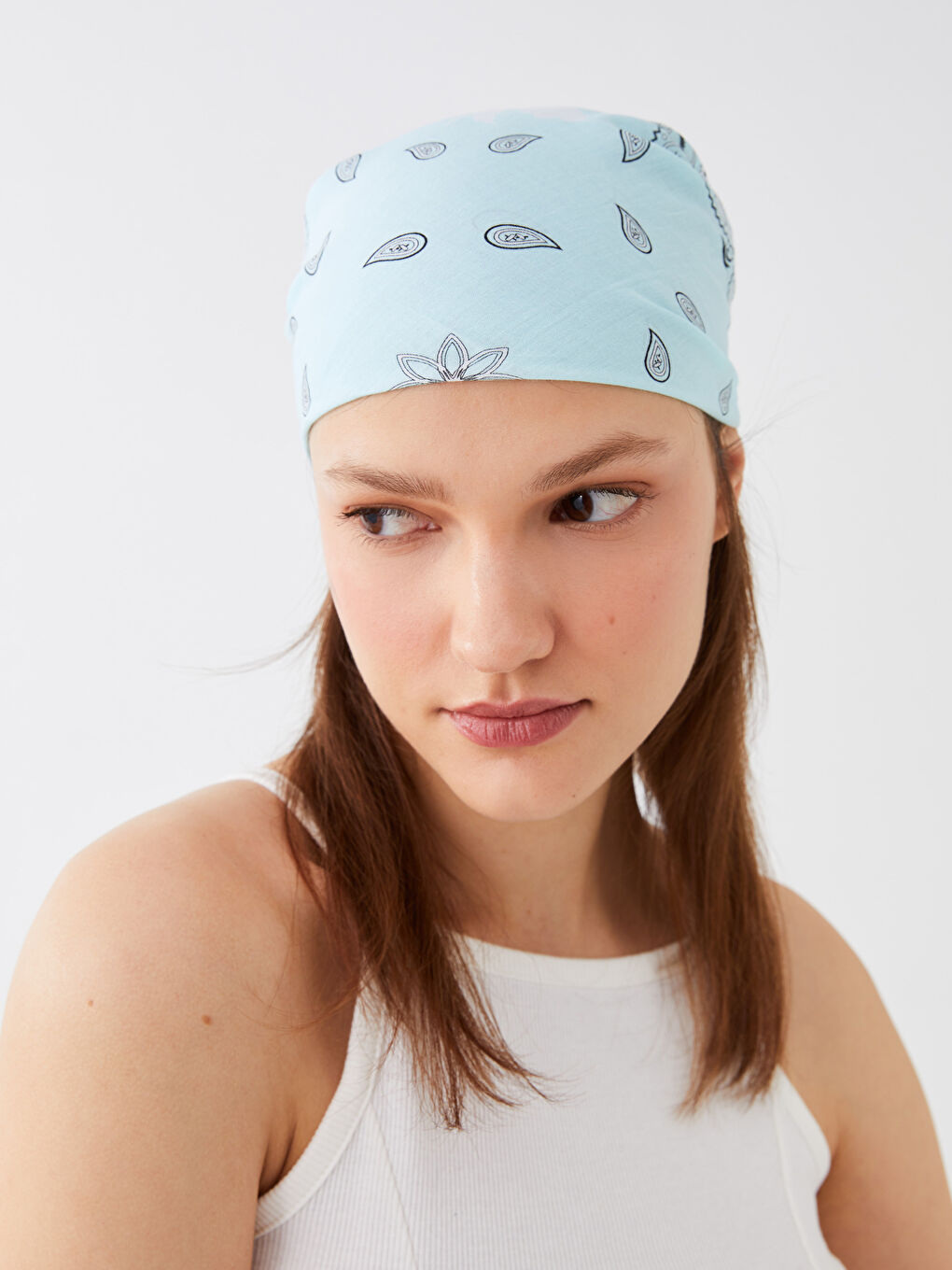 Mavi Desenli Kadın Bandana