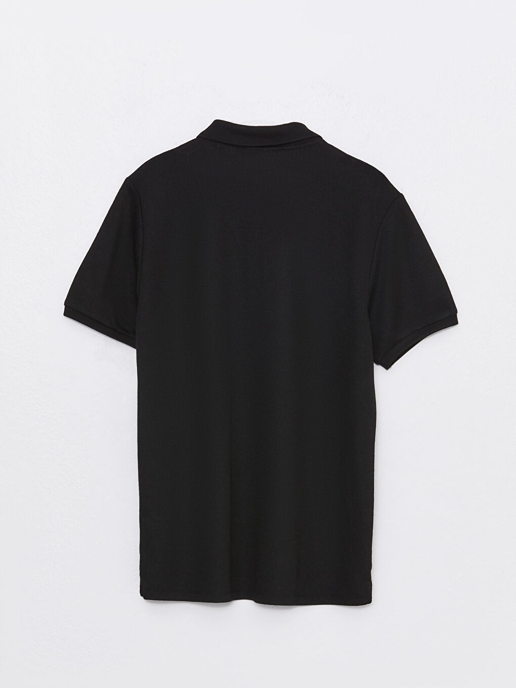 Siyah Polo Yaka Kısa Kollu Erkek Tişört-5