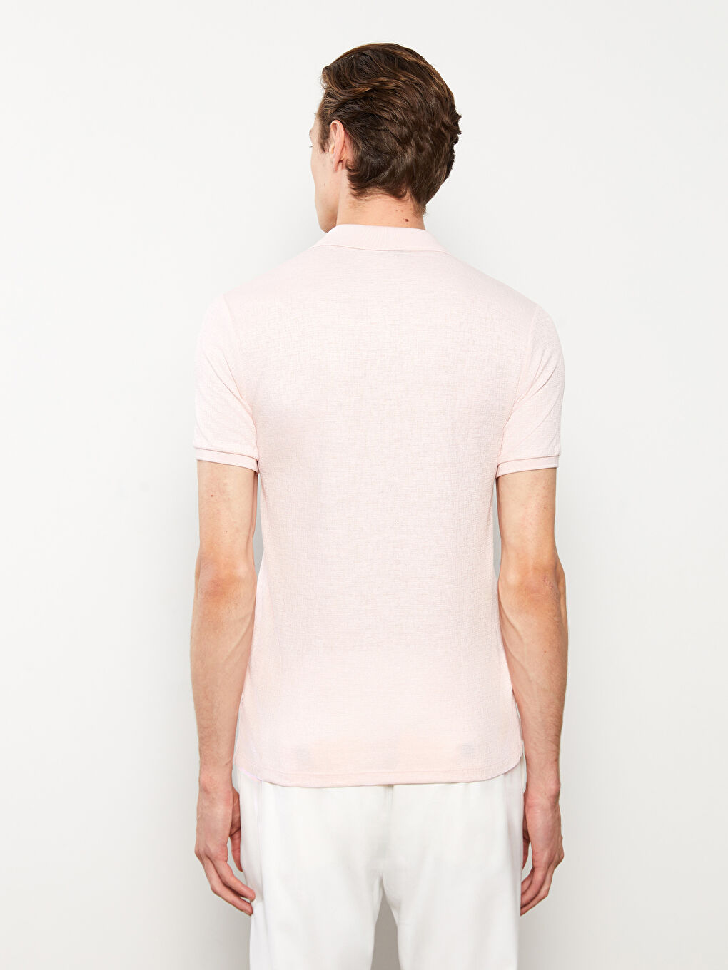 Pembe Polo Yaka Kısa Kollu Erkek Tişört-4