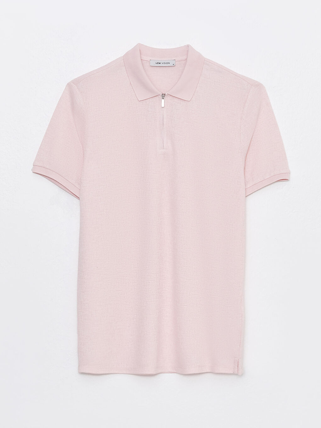 Pembe Polo Yaka Kısa Kollu Erkek Tişört-5