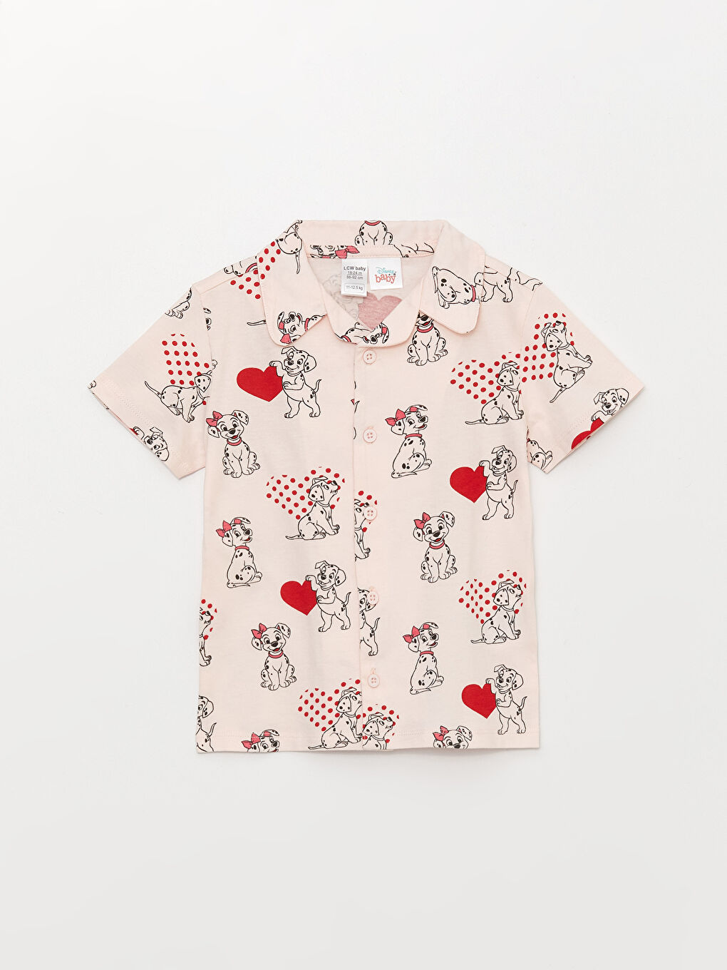 LC Waikiki Polo Collar Short Sleeve 101 Dalmatians Printed Baby Girl Pajamas Set -S3BY02Z1-LSZ